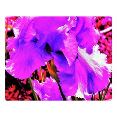 Abstract Ultra Violet Purple Iris On Red And Pink Double Sided Flano Blanket (Large) 