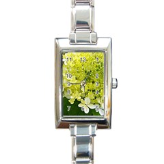 Elegant Chartreuse Green Limelight Hydrangea Macro Rectangle Italian Charm Watch by myrubiogarden