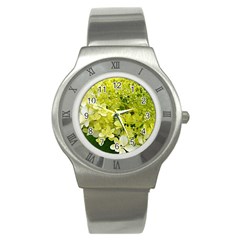 Elegant Chartreuse Green Limelight Hydrangea Macro Stainless Steel Watch by myrubiogarden