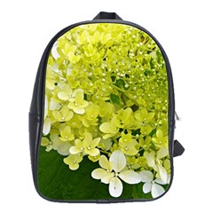 Elegant Chartreuse Green Limelight Hydrangea Macro School Bag (large) by myrubiogarden