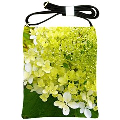 Elegant Chartreuse Green Limelight Hydrangea Macro Shoulder Sling Bag by myrubiogarden