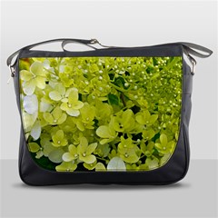 Elegant Chartreuse Green Limelight Hydrangea Macro Messenger Bag by myrubiogarden