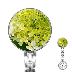 Elegant Chartreuse Green Limelight Hydrangea Macro Stainless Steel Nurses Watch by myrubiogarden