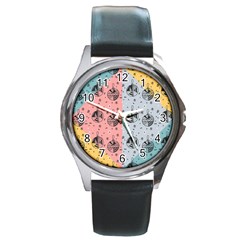 Abstract Christmas Balls Pattern Round Metal Watch by Mariart