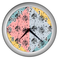 Abstract Christmas Balls Pattern Wall Clock (silver) by Mariart