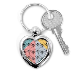 Abstract Christmas Balls Pattern Key Chains (heart)  by Mariart