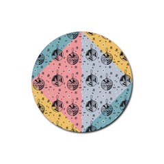 Abstract Christmas Balls Pattern Rubber Coaster (round)  by Mariart