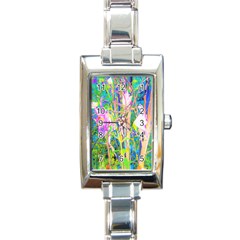 Abstract Oriental Lilies In My Rubio Garden Rectangle Italian Charm Watch by myrubiogarden