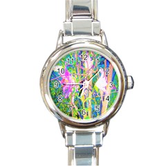 Abstract Oriental Lilies In My Rubio Garden Round Italian Charm Watch by myrubiogarden