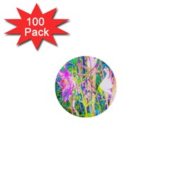 Abstract Oriental Lilies In My Rubio Garden 1  Mini Buttons (100 Pack)  by myrubiogarden