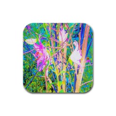 Abstract Oriental Lilies In My Rubio Garden Rubber Square Coaster (4 Pack)  by myrubiogarden