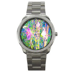 Abstract Oriental Lilies In My Rubio Garden Sport Metal Watch by myrubiogarden