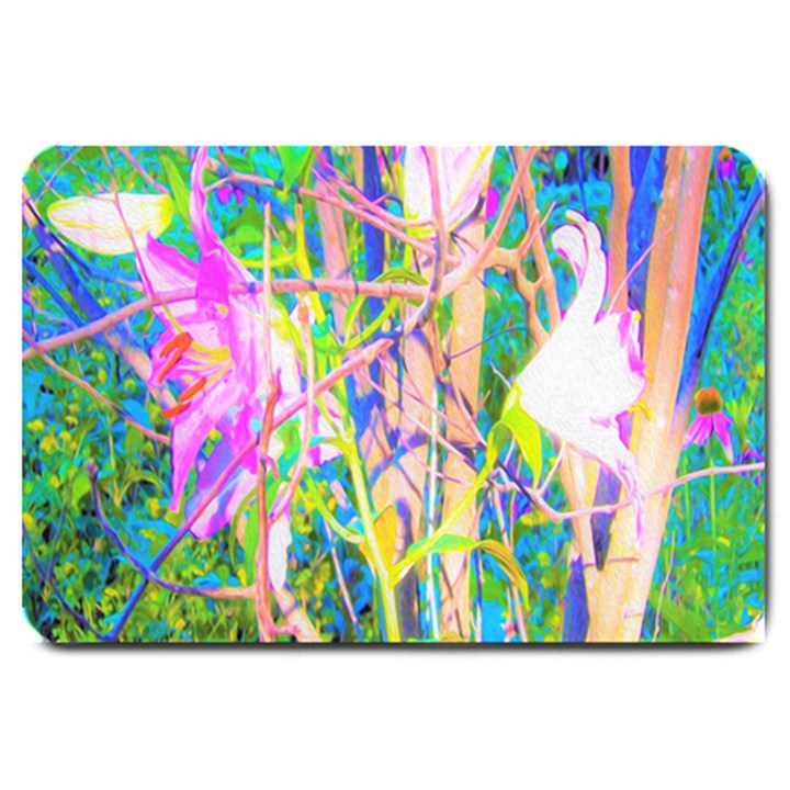 Abstract Oriental Lilies In My Rubio Garden Large Doormat 