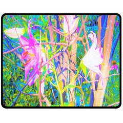 Abstract Oriental Lilies In My Rubio Garden Fleece Blanket (medium)  by myrubiogarden