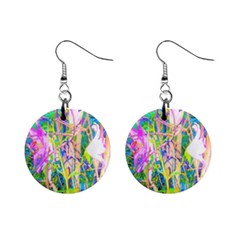 Abstract Oriental Lilies In My Rubio Garden Mini Button Earrings by myrubiogarden