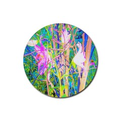 Abstract Oriental Lilies In My Rubio Garden Rubber Round Coaster (4 Pack)  by myrubiogarden