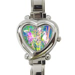 Abstract Oriental Lilies In My Rubio Garden Heart Italian Charm Watch Front