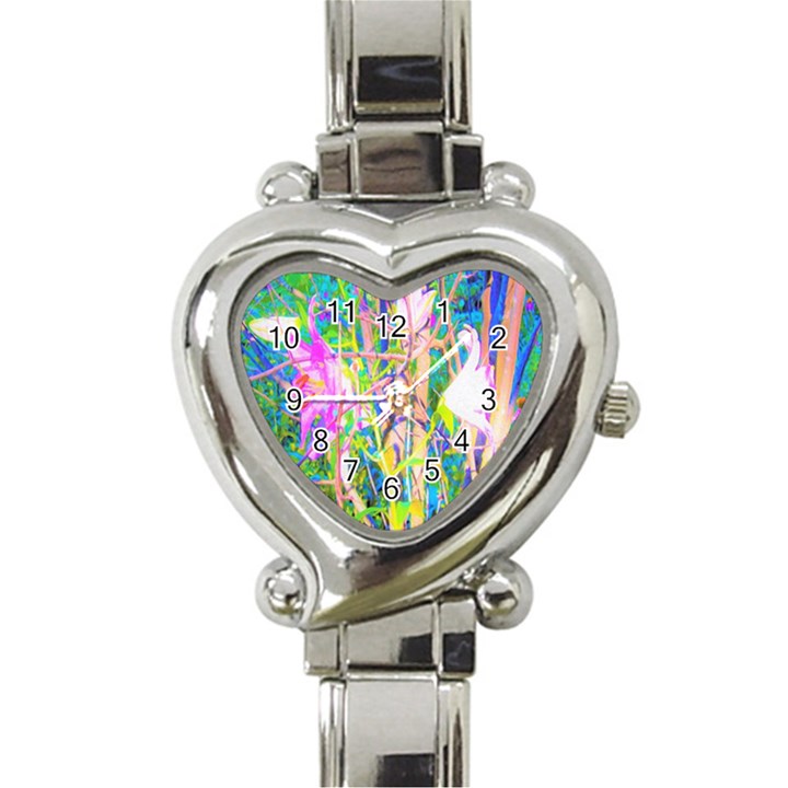 Abstract Oriental Lilies In My Rubio Garden Heart Italian Charm Watch