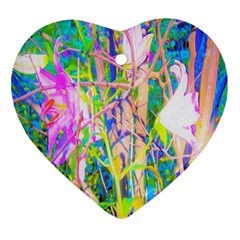 Abstract Oriental Lilies In My Rubio Garden Heart Ornament (two Sides) by myrubiogarden