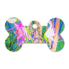 Abstract Oriental Lilies In My Rubio Garden Dog Tag Bone (two Sides) by myrubiogarden