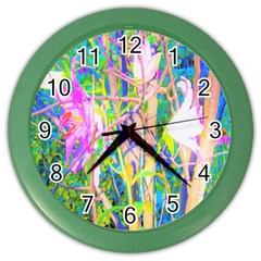 Abstract Oriental Lilies In My Rubio Garden Color Wall Clock by myrubiogarden