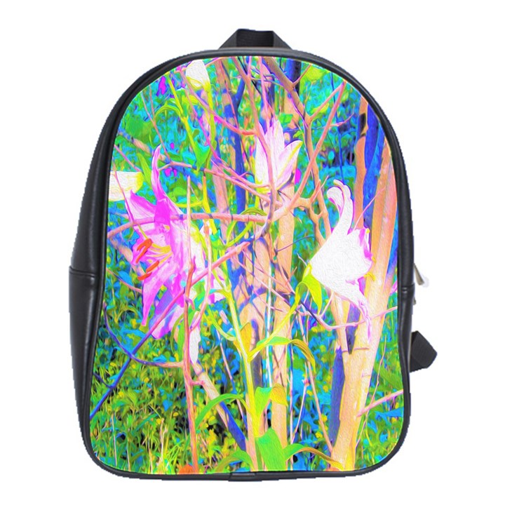 Abstract Oriental Lilies In My Rubio Garden School Bag (Large)