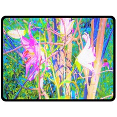 Abstract Oriental Lilies In My Rubio Garden Fleece Blanket (large)  by myrubiogarden