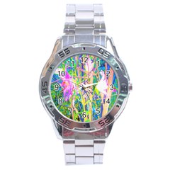 Abstract Oriental Lilies In My Rubio Garden Stainless Steel Analogue Watch