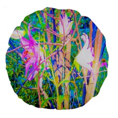 Abstract Oriental Lilies In My Rubio Garden Large 18  Premium Round Cushions by myrubiogarden