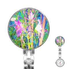 Abstract Oriental Lilies In My Rubio Garden Stainless Steel Nurses Watch by myrubiogarden