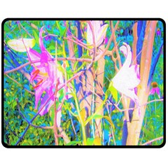 Abstract Oriental Lilies In My Rubio Garden Double Sided Fleece Blanket (medium)  by myrubiogarden