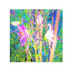 Abstract Oriental Lilies In My Rubio Garden Small Satin Scarf (square) by myrubiogarden