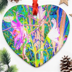 Abstract Oriental Lilies In My Rubio Garden Heart Ornament (two Sides) by myrubiogarden