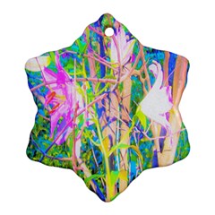 Abstract Oriental Lilies In My Rubio Garden Snowflake Ornament (two Sides)