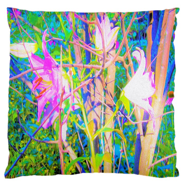 Abstract Oriental Lilies In My Rubio Garden Large Cushion Case (Two Sides)