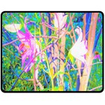 Abstract Oriental Lilies In My Rubio Garden Double Sided Fleece Blanket (Medium)  58.8 x47.4  Blanket Back