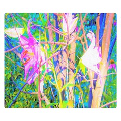 Abstract Oriental Lilies In My Rubio Garden Double Sided Flano Blanket (small)  by myrubiogarden