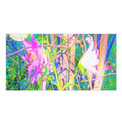 Abstract Oriental Lilies In My Rubio Garden Satin Shawl by myrubiogarden