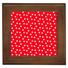 Christmas Pattern White Stars Red Framed Tiles