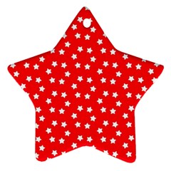 Christmas Pattern White Stars Red Ornament (star) by Mariart