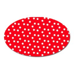 Christmas Pattern White Stars Red Oval Magnet