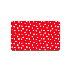 Christmas Pattern White Stars Red Magnet (name Card) by Mariart