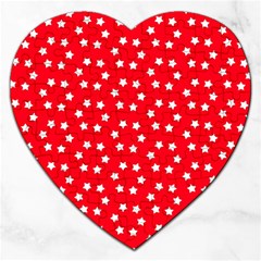 Christmas Pattern White Stars Red Jigsaw Puzzle (heart) by Mariart