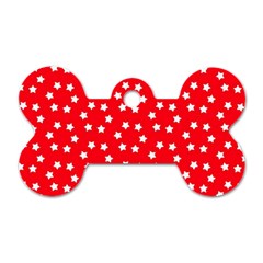 Christmas Pattern White Stars Red Dog Tag Bone (one Side) by Mariart