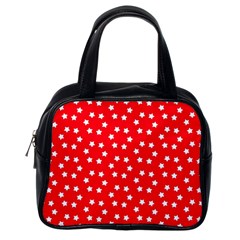 Christmas Pattern White Stars Red Classic Handbag (one Side)