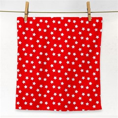 Christmas Pattern White Stars Red Face Towel