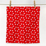 Christmas Pattern White Stars Red Face Towel Front