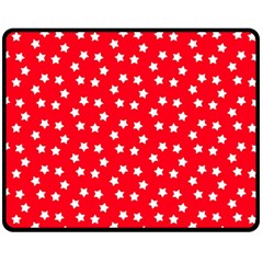 Christmas Pattern White Stars Red Fleece Blanket (medium)  by Mariart