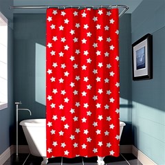 Christmas Pattern White Stars Red Shower Curtain 36  X 72  (stall)  by Mariart