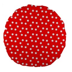 Christmas Pattern White Stars Red Large 18  Premium Round Cushions